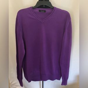 Zara Man Cotton V-Neck Purple Sweater Size XL